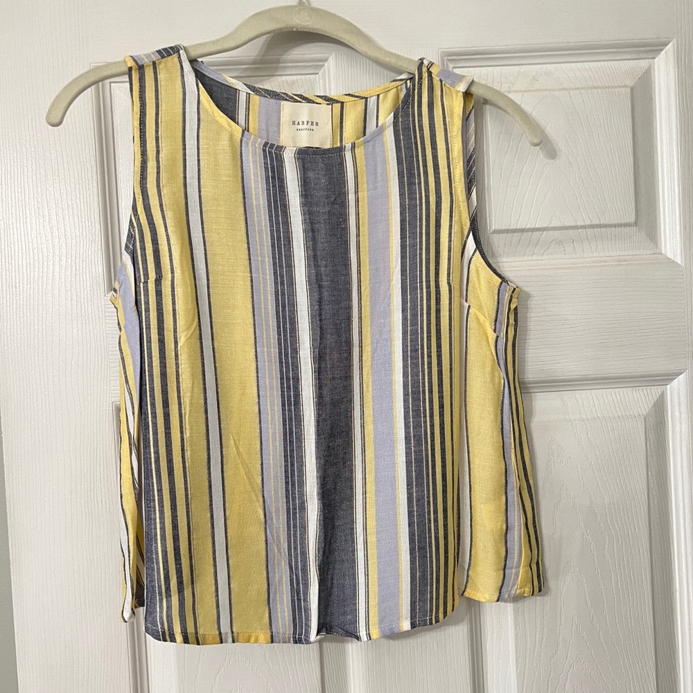 Harper Heritage Striped Sleeveless Top in Yellow and Gray